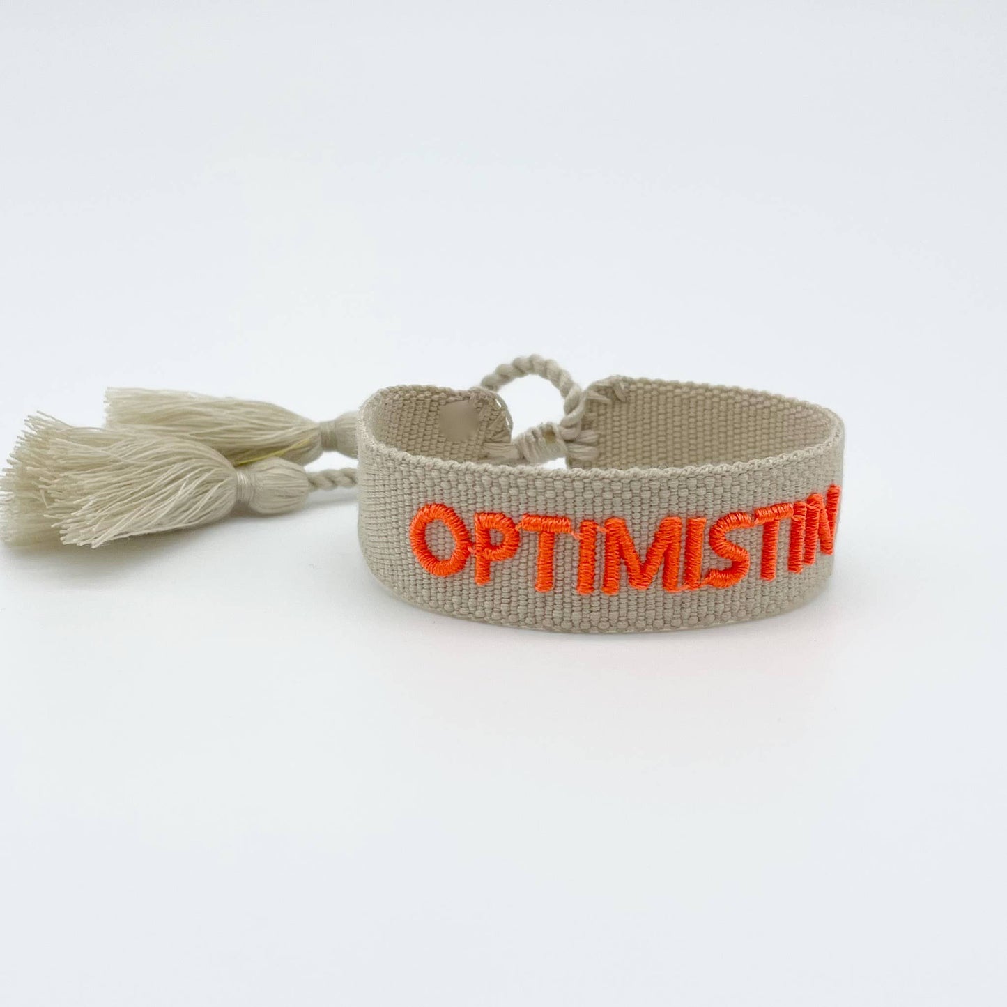 OPTIMISTIN Statement Armband gewebt, bestickt