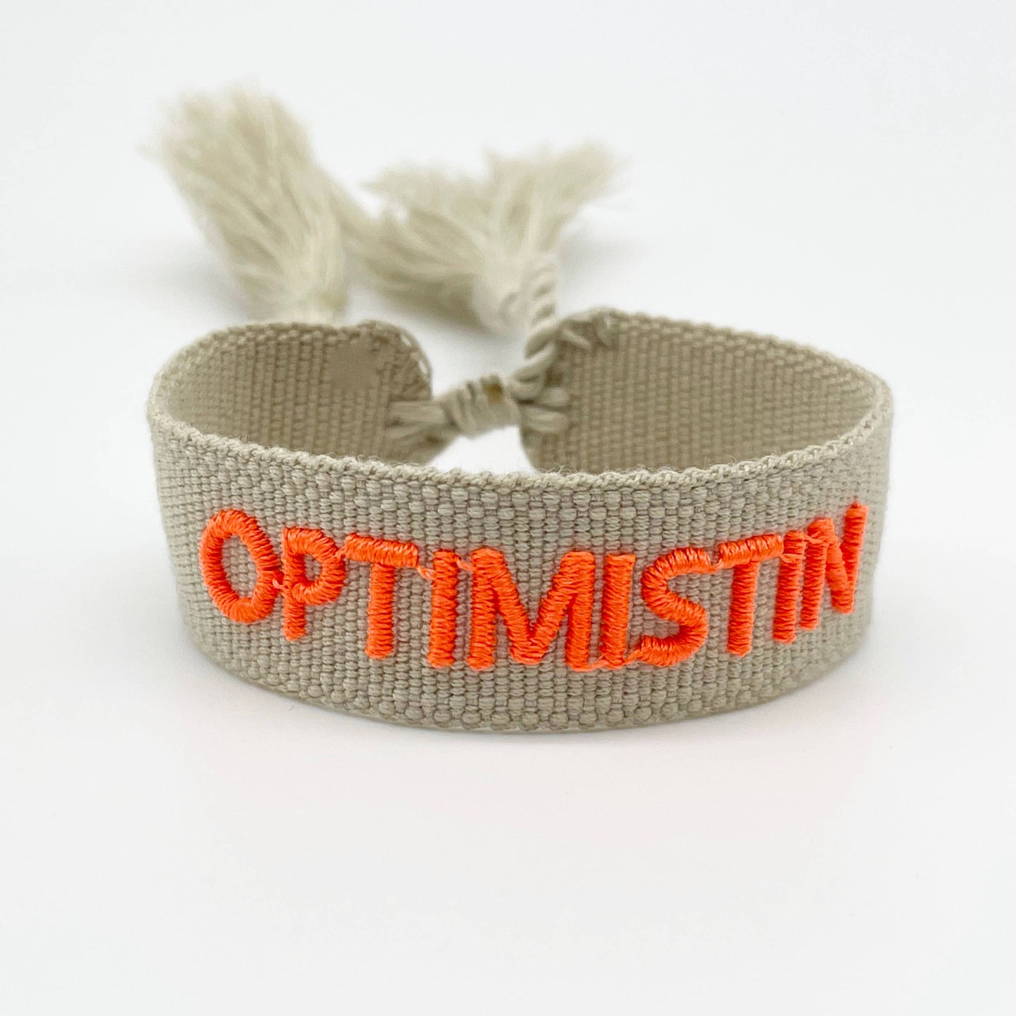OPTIMISTIN Statement Armband gewebt, bestickt